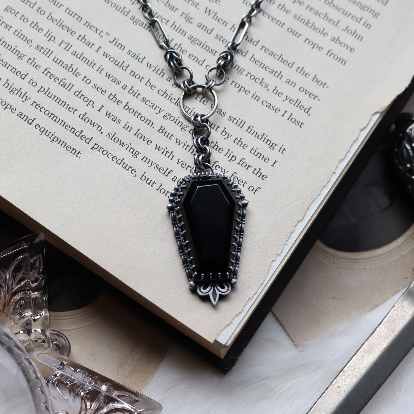 Obsidian Coffin Pendant