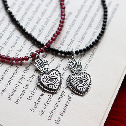 Flaming Heart Beaded Necklace