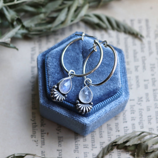 Moonstone Hoop Earrings