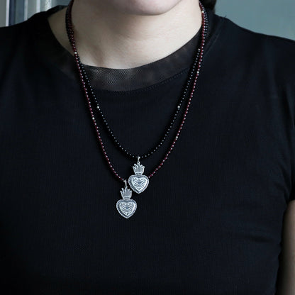 Flaming Heart Beaded Necklace