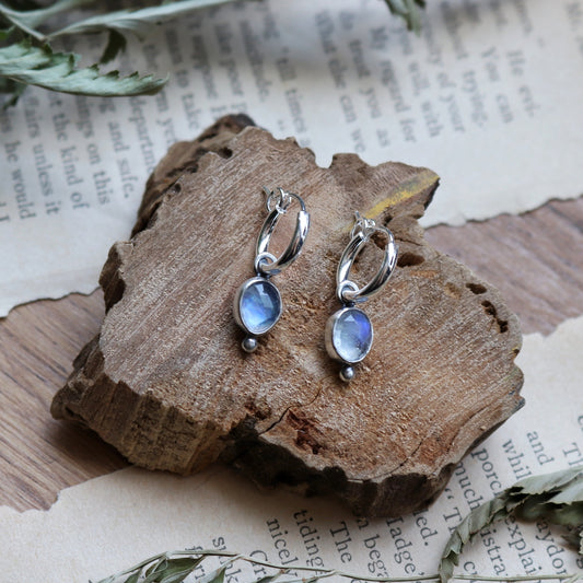 Mini Moonstone Huggie Hoops