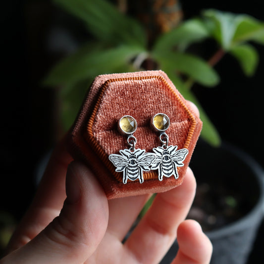 Bumble Bee Citrine Studs