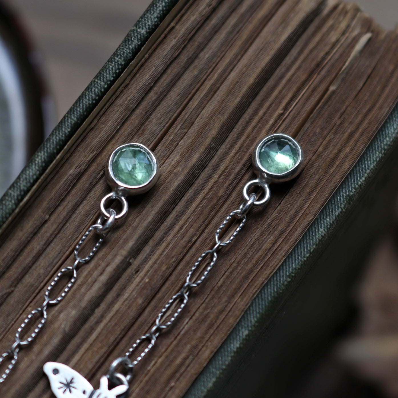 Kyanite Luna Moth Earrings (Long)