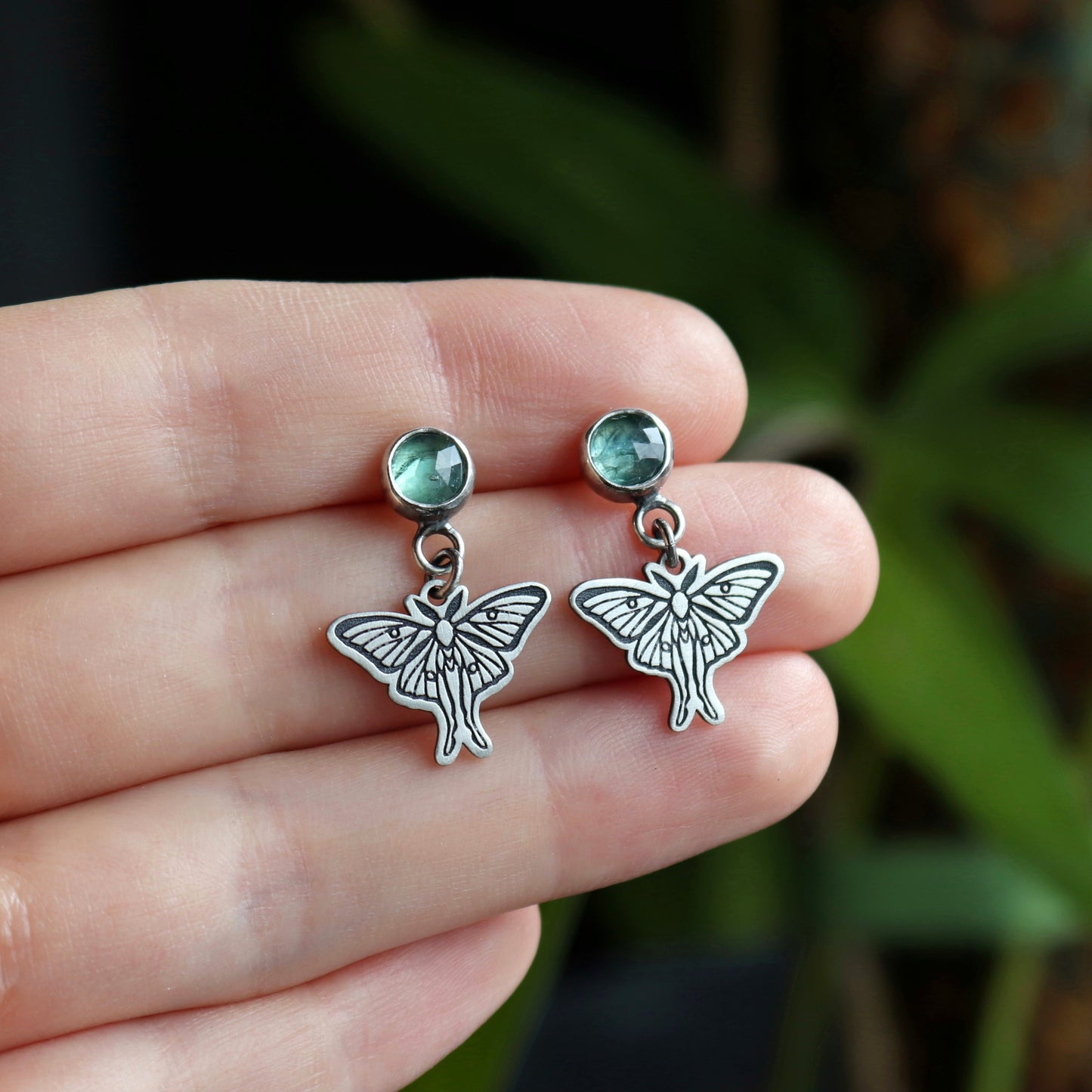 Luna Moth Kyanite Studs