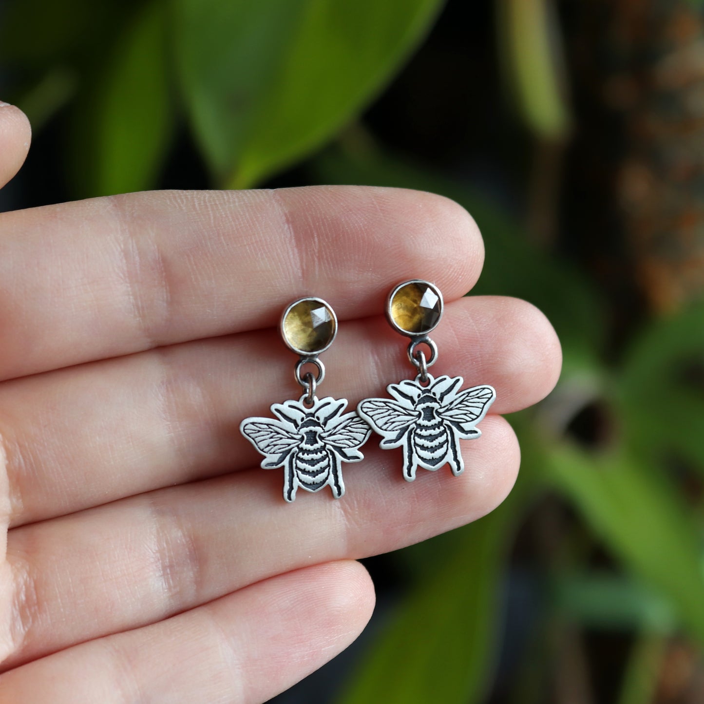 Bumble Bee Citrine Studs