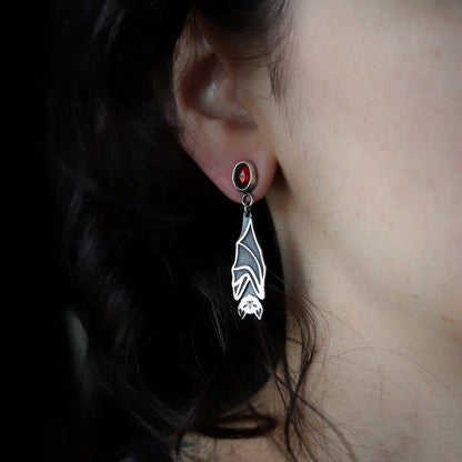 Gemstone Bat Earrings