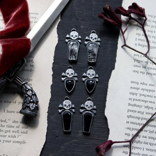 Gemstone Skull Earrings