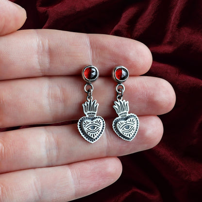 Flaming Heart Studs