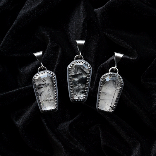 Tourmalinated Quartz Coffin Charm